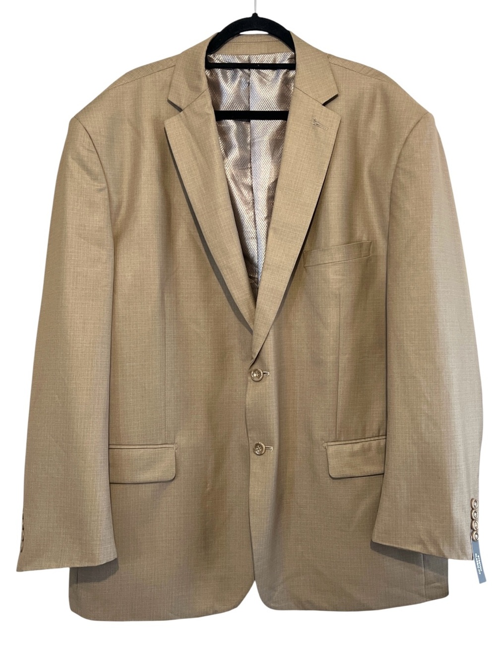 VINCI Men's Tan Stretch Classic Fit 2-Button Blazer Sport Coat Jacket, 44L